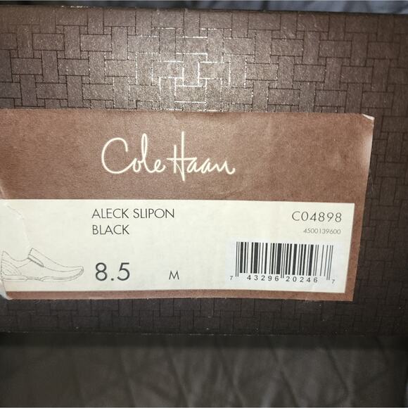 COLE HAAN EUC MENS ALECK BLACK LEATHER SLIPON SHOES. SIZE 8.5 - Picture 6 of 14
